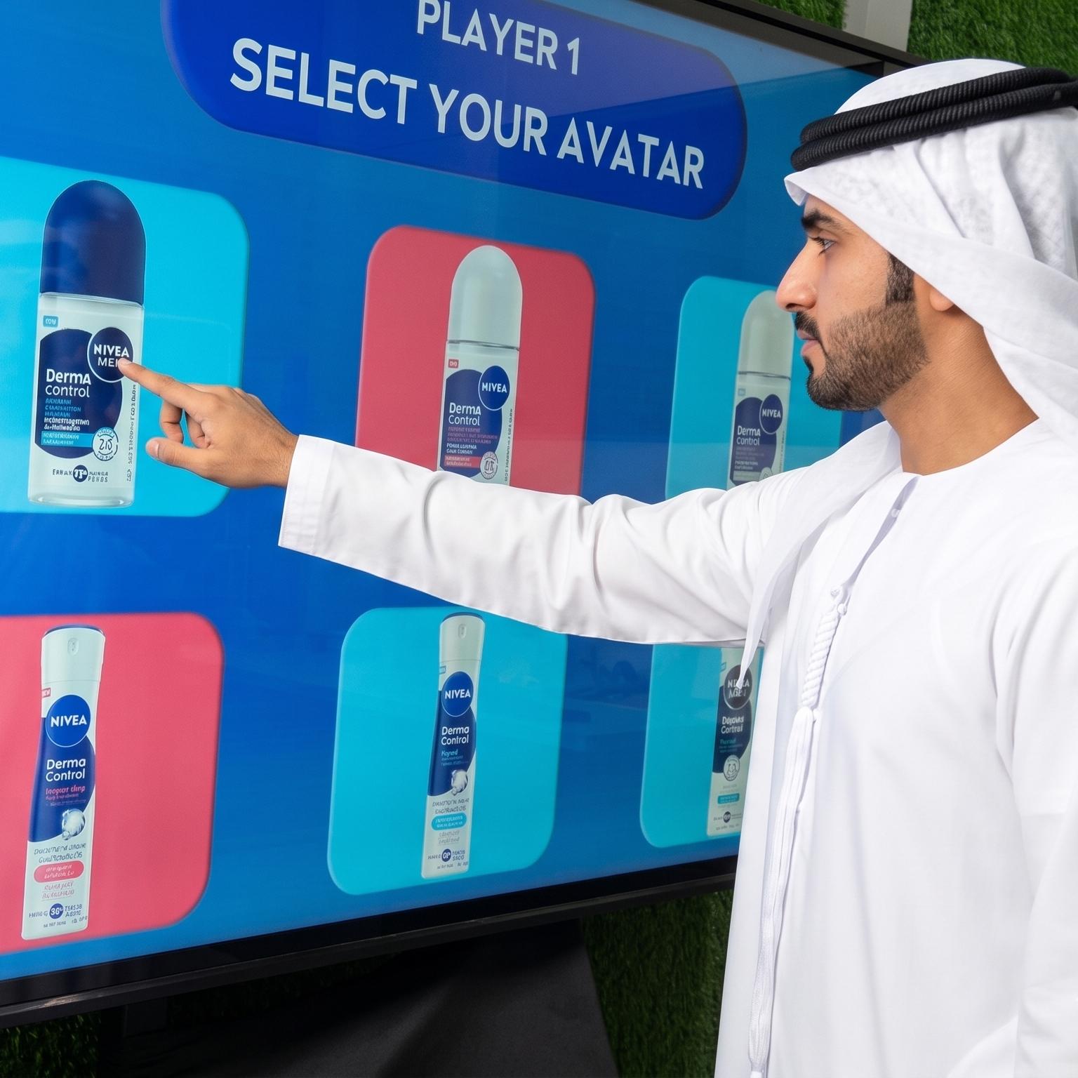 Interactive AI Tic-Tac-Toe game display for event brand activation in Dubai